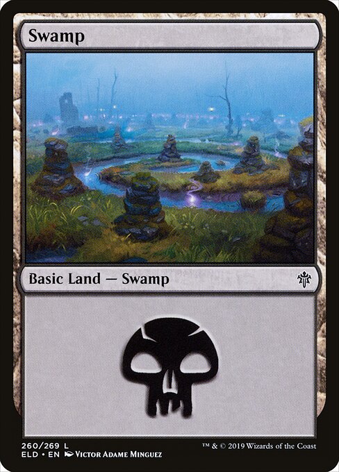 Swamp — Throne of Eldraine #260, art by Victor Adame Minguez
