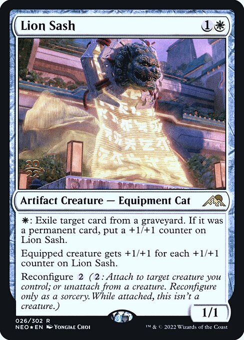 Lion Sash — Kamigawa: Neon Dynasty Promos #26s, art by Yongjae Choi