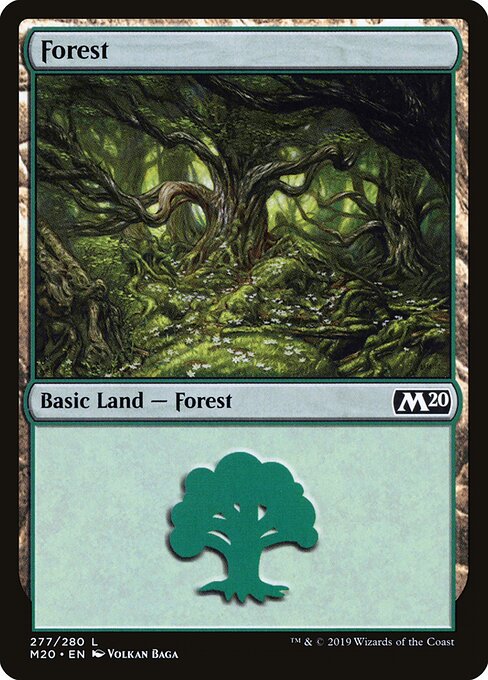 Forest — Core Set 2020 #277, art by Volkan Baǵa
