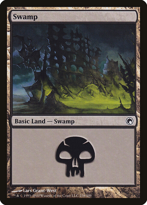 Swamp — Scars of Mirrodin #238, art by Lars Grant-West