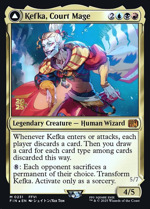 Kefka, Court Mage // Kefka, Ruler of Ruin — Final Fantasy Promos #231s, art by Xui Ton