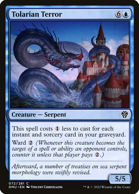 Tolarian Terror — Dominaria United #72, art by Vincent Christiaens