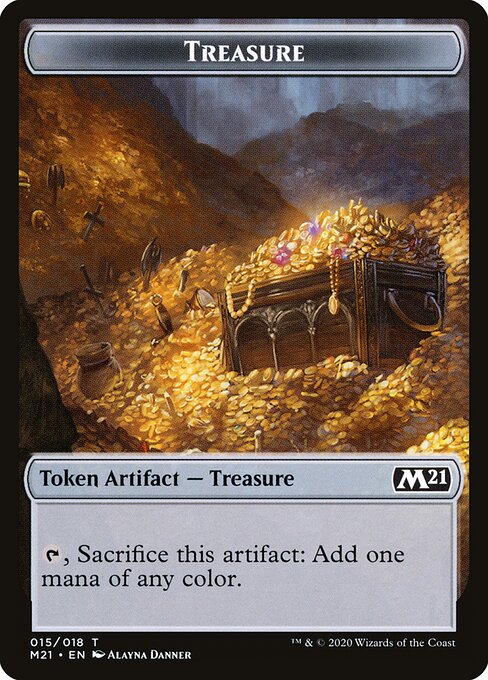 Treasure — Core Set 2021 Tokens #15, art by Alayna Danner