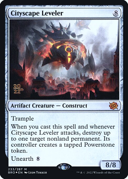 Cityscape Leveler — The Brothers' War Promos #233s, art by Leon Tukker