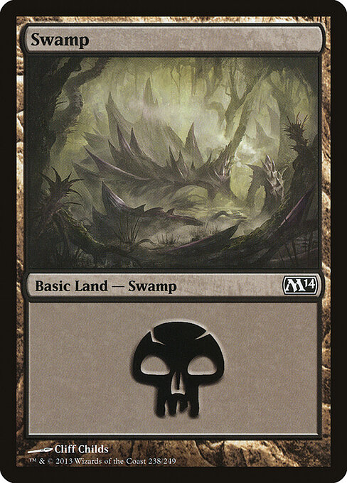 Swamp — Magic 2014 #238, art by Cliff Childs