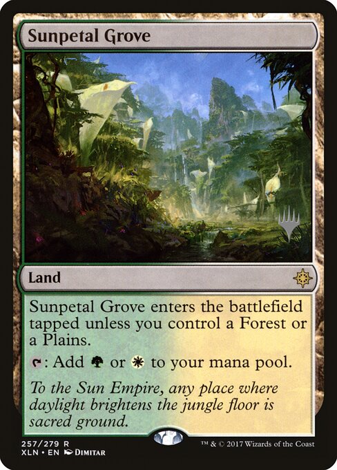 Sunpetal Grove — Ixalan Promos #257p, art by Dimitar Marinski