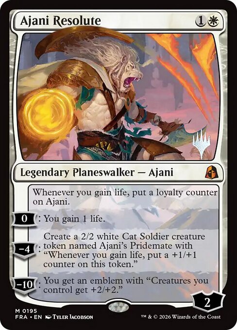 Ajani Resolute — Reality Fracture Promos #195p, art by Tyler Jacobson