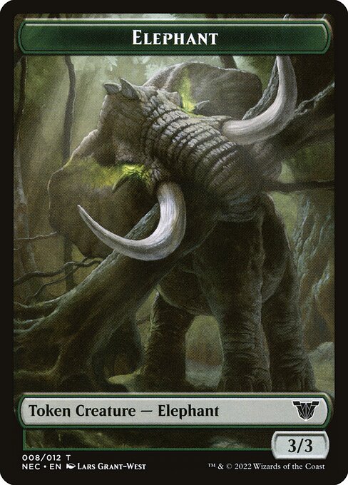Elephant — Neon Dynasty Commander Tokens #8, art by Lars Grant-West