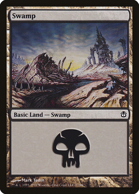 Swamp — Duel Decks: Ajani vs. Nicol Bolas #77, art by Mark Tedin