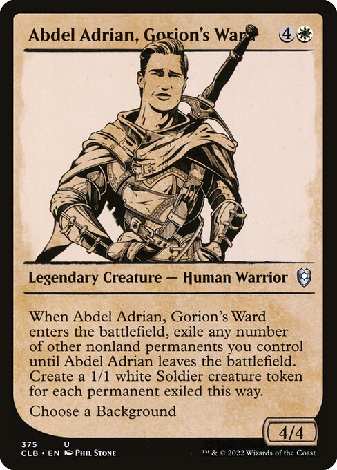 Abdel Adrian, Gorion's Ward — Commander Legends: Battle for Baldur's Gate #375, art by Phil Stone