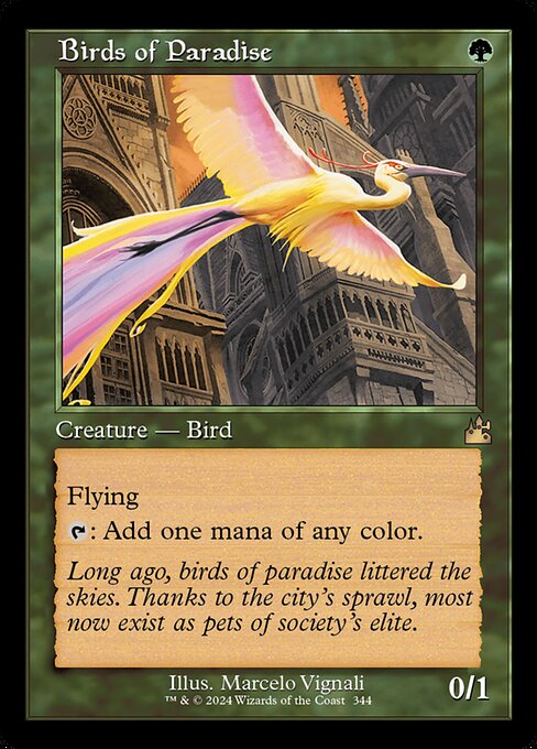 Birds of Paradise — Ravnica Remastered #344, art by Marcelo Vignali