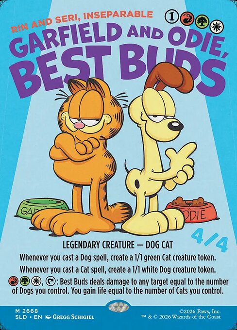 Rin and Seri, Inseparable — Garfield and Odie, Best Buds — Secret Lair Drop #2668, art by Gregg Schigiel
