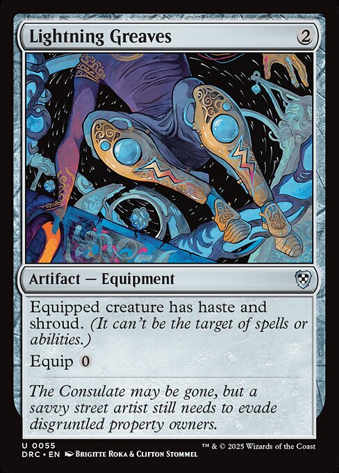 Lightning Greaves — Aetherdrift Commander #55, art by Brigitte Roka & Clifton Stommel