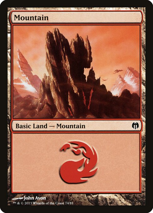 Mountain — Duel Decks: Heroes vs. Monsters #74, art by John Avon