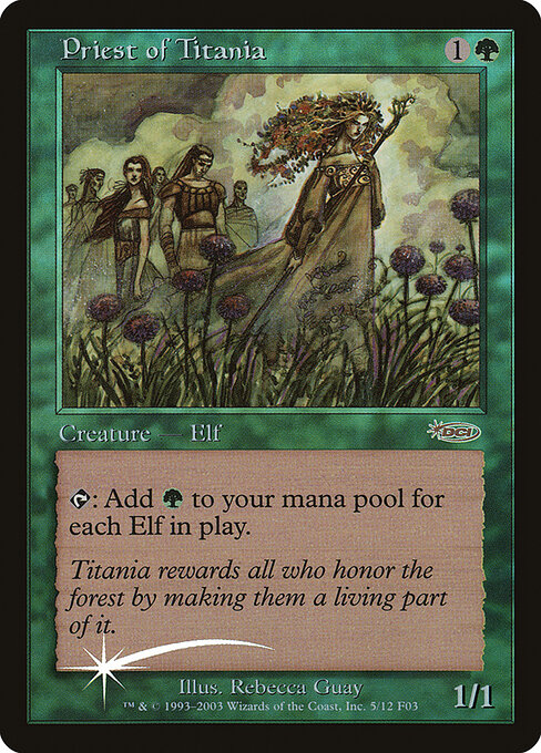 Priest of Titania — Friday Night Magic 2003 #5, art by Rebecca Guay