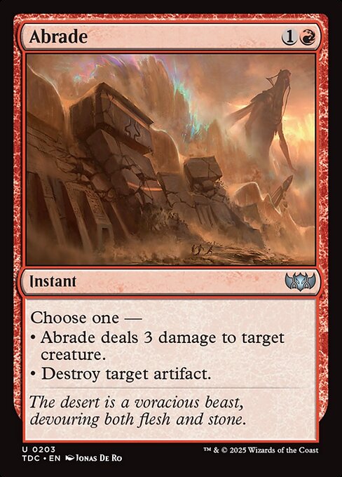 Abrade — Tarkir: Dragonstorm Commander #203, art by Jonas De Ro