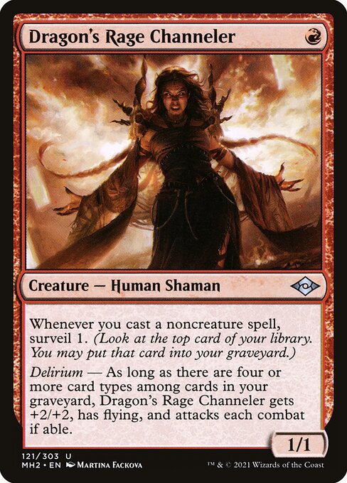 Dragon's Rage Channeler — Modern Horizons 2 #121, art by Martina Fačková