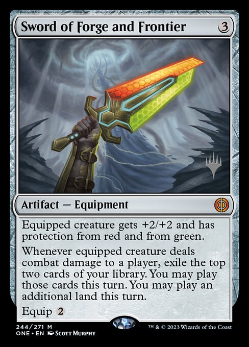 Sword of Forge and Frontier — Phyrexia: All Will Be One Promos #244p, art by Scott Murphy