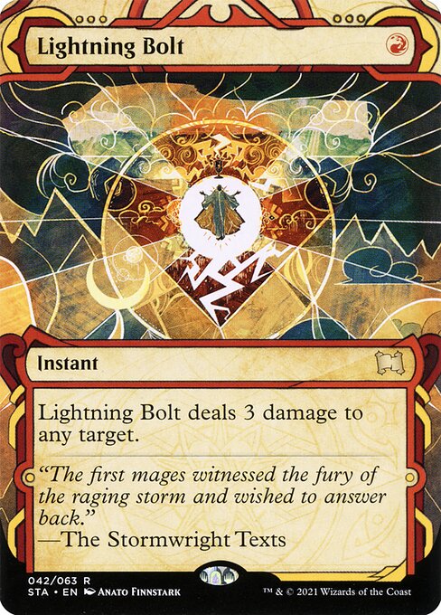 Lightning Bolt — Strixhaven Mystical Archive #42, art by Anato Finnstark