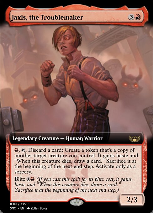 Jaxis, the Troublemaker — Magic Online Promos #99769, art by Zoltan Boros