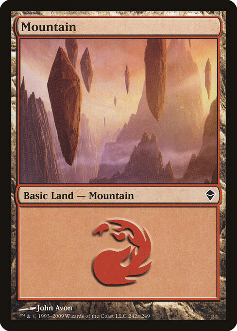 Mountain — Zendikar #242a, art by John Avon