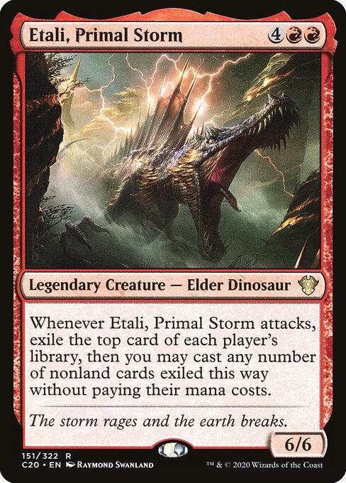 Etali, Primal Storm — Commander 2020 #151, art by Raymond Swanland