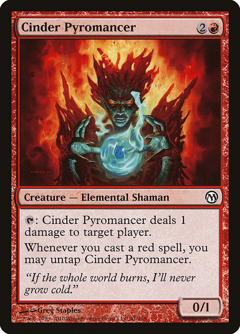 Cinder Pyromancer — Duels of the Planeswalkers #41, art by Greg Staples