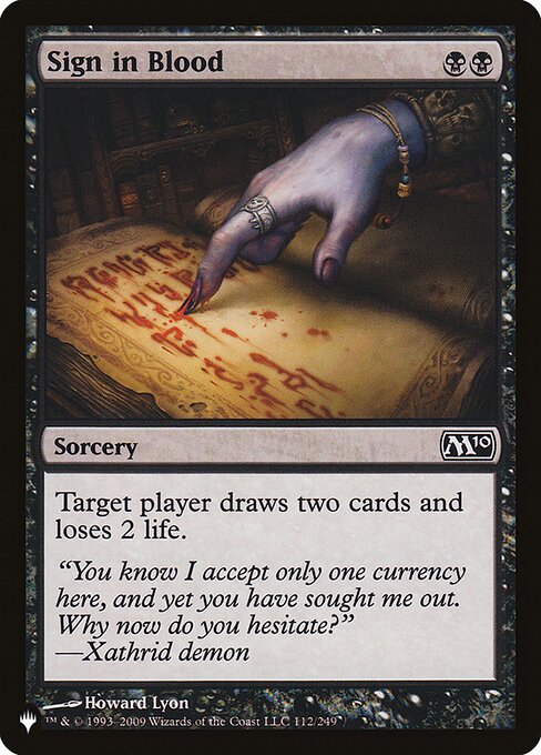 Sign in Blood — The List #M10-112, art by Howard Lyon