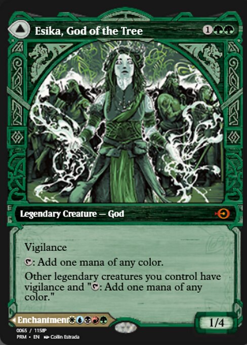 Esika, God of the Tree // The Prismatic Bridge — Magic Online Promos #88330, art by Collin Estrada