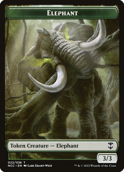 Elephant — New Capenna Commander Tokens #22, art by Lars Grant-West