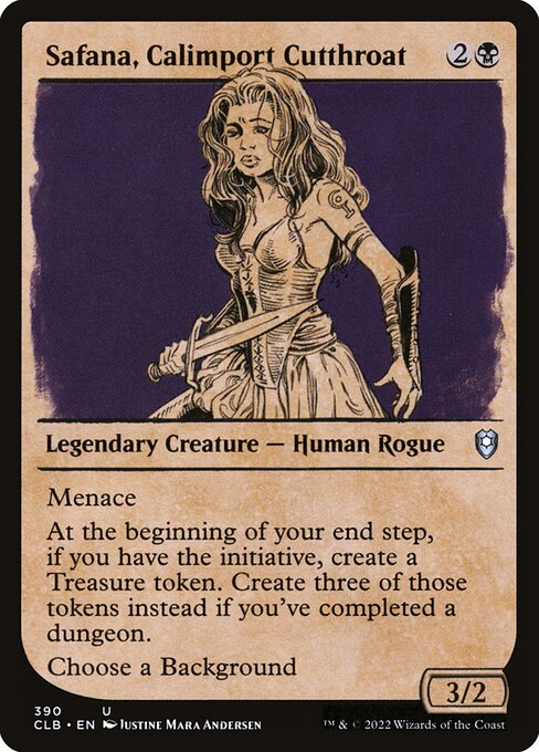 Safana, Calimport Cutthroat — Commander Legends: Battle for Baldur's Gate #390, art by Justine Mara Andersen