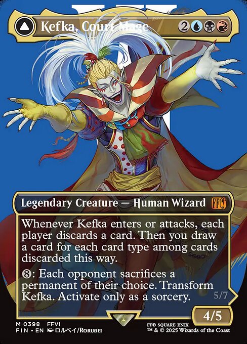 Kefka, Court Mage // Kefka, Ruler of Ruin — Final Fantasy #398, art by Rorubei