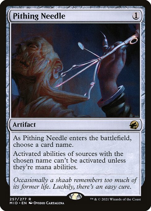 Pithing Needle — Innistrad: Midnight Hunt #257, art by Ovidio Cartagena
