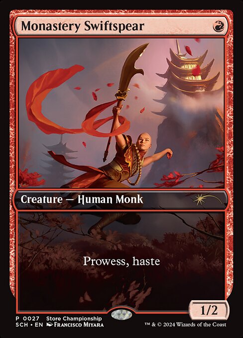 Monastery Swiftspear — Store Championships #27, art by Francisco Miyara