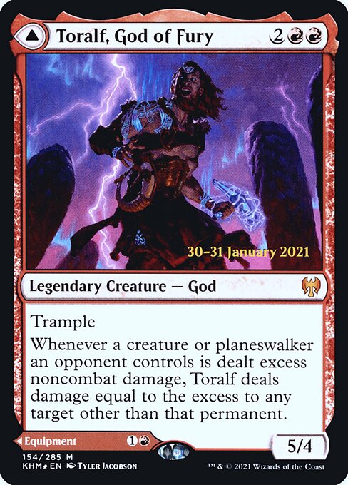 Toralf, God of Fury // Toralf's Hammer — Kaldheim Promos #154s, art by Tyler Jacobson