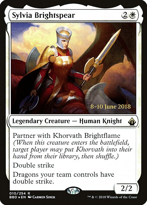 Sylvia Brightspear — Battlebond Promos #10s, art by Carmen Sinek