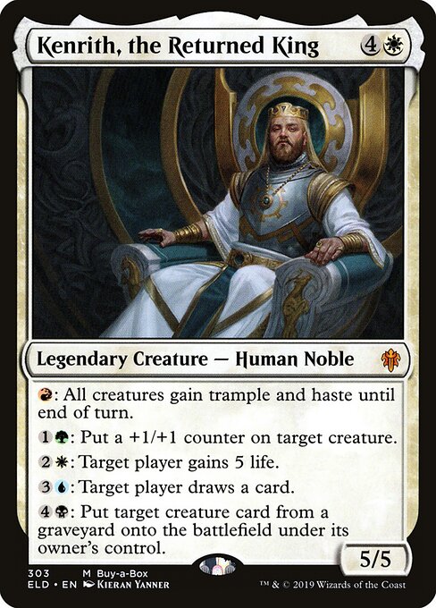 Kenrith, the Returned King — Throne of Eldraine #303, art by Kieran Yanner