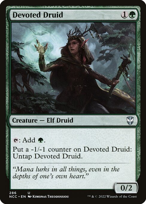 Devoted Druid — New Capenna Commander #286, art by Kimonas Theodossiou