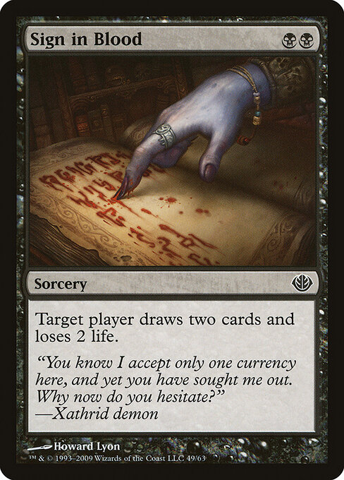 Sign in Blood — Duel Decks: Garruk vs. Liliana #49, art by Howard Lyon