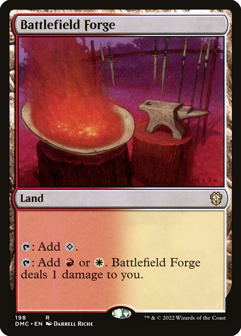 Battlefield Forge — Dominaria United Commander #198, art by Darrell Riche