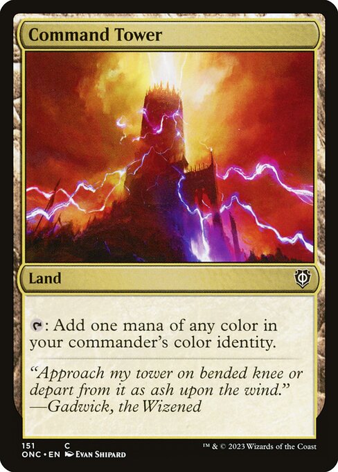 Command Tower — Phyrexia: All Will Be One Commander #151, art by Evan Shipard