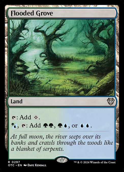 Flooded Grove — Outlaws of Thunder Junction Commander #297, art by Dave Kendall