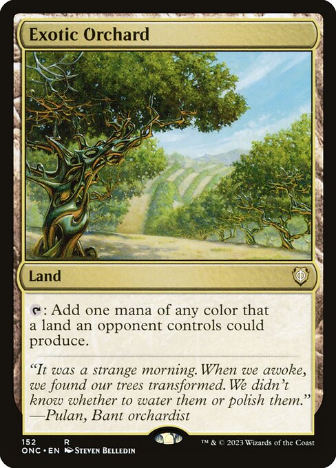 Exotic Orchard — Phyrexia: All Will Be One Commander #152, art by Steven Belledin