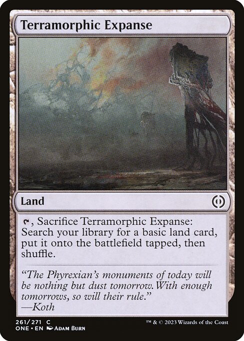 Terramorphic Expanse — Phyrexia: All Will Be One #261, art by Adam Burn