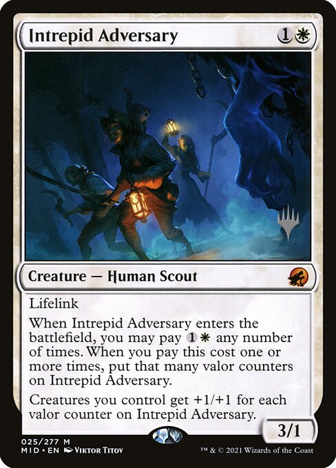 Intrepid Adversary — Innistrad: Midnight Hunt Promos #25p, art by Viktor Titov