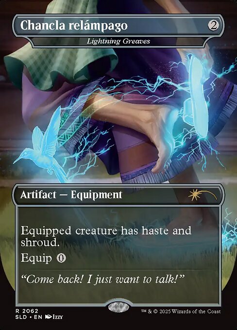 Lightning Greaves — Chancla relámpago — Secret Lair Drop #2062, art by Izzy