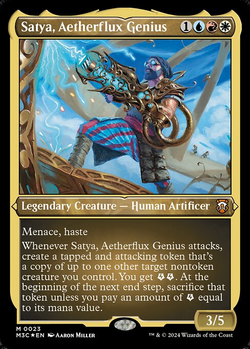 Satya, Aetherflux Genius — Modern Horizons 3 Commander #23, art by Aaron Miller