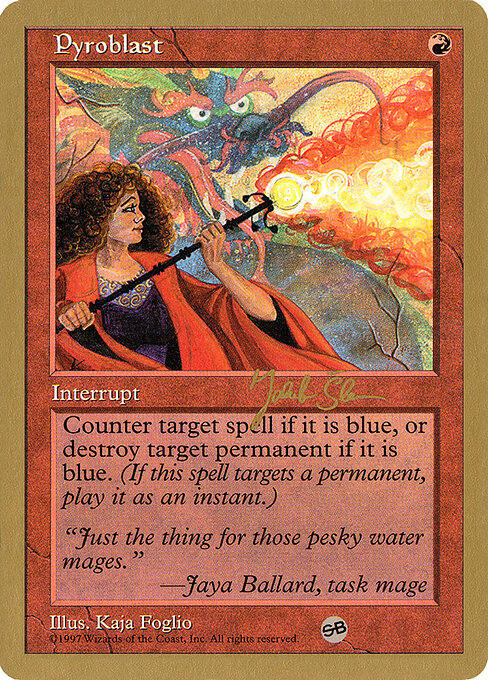 Pyroblast — World Championship Decks 1997 #js262sb, art by Kaja Foglio