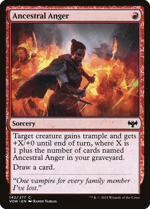Ancestral Anger — Innistrad: Crimson Vow #142, art by Randy Vargas