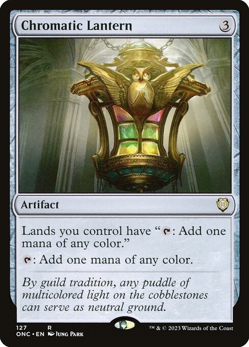 Chromatic Lantern — Phyrexia: All Will Be One Commander #127, art by Jung Park